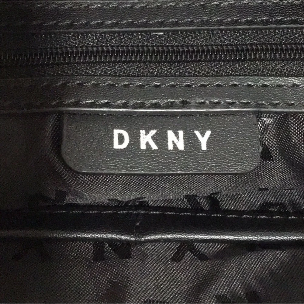 DKNY Tilly Graffiti Fold-Over Backpack, Faux Leather, Graffiti Logo Print, Black - Picture 9 of 12